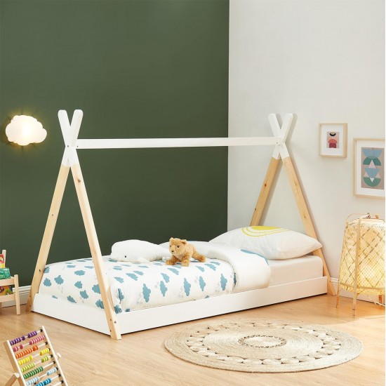 ΚΡΕΒΑΤΙ ΠΑΙΔΙΚΟ MUNK HM699.03 τ.MONTESSORI ΞΥΛΟ ΠΕΥΚΟΥ ΦΥΣΙΚΟ-ΛΕΥΚΟ- 190x90εκ