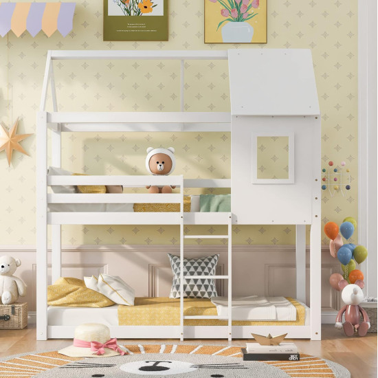 ΠΑΙΔΙΚΗ ΚΟΥΚΕΤΑ ΣΠΙΤΑΚΙ  τ.MONTESSORI HOOD HM705.03 ΞΥΛΟ ΠΕΥΚΟΥ ΣΕ ΛΕΥΚΟ ΓΙΑ ΣΤΡΩΜΑΤΑ 190x90εκ