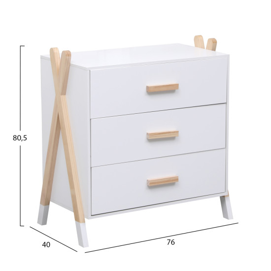 ΣΥΡΤΑΡΙΕΡΑ ΠΑΙΔΙΚH PASCHAL HM2493.03 ΜΕΛΑΜΙΝΗ-ΞΥΛΟ ΠΕΥΚΟΥ 76x40x80.5Υεκ
