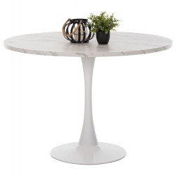 ΤΡΑΠΕΖΙ ΤΡΑΠΕΖΑΡΙΑΣ ROLLO HM9422.11 ΣΤΡΟΓΓΥΛΟ WHITE MARBLE Φ120x74Yεκ.