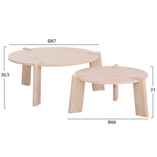 ΣΕΤ 2ΤΜΧ ΤΡΑΠΕΖΙΑ ΣΑΛΟΝΙΟΥ EQUIL HM9943.01 MDF ΜΕ ΜΕΛΑΜΙΝΗ-ΦΥΣΙΚΟ 66x66εκ + 87x87εκ
