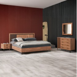 ΣΕΤ ΚΡΕΒΑΤΟΚΑΜΑΡΑΣ 4ΤΜΧ HARRY HM21115 ΜΕΛΑΜΙΝΗ ΣΕ ΦΥΣΙΚΟ ΞΥΛΟΥ & ΜΑΥΡΟ ΧΡΩΜΑ