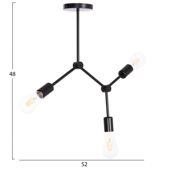 ΦΩΤΙΣΤΙΚΟ ΟΡΟΦΗΣ 3-ΦΩΤΟ LIGHTY HM7404.11 ΜΕΤΑΛΛΟ ΣΕ ΜΑΥΡΟ 52x5x48Υεκ.