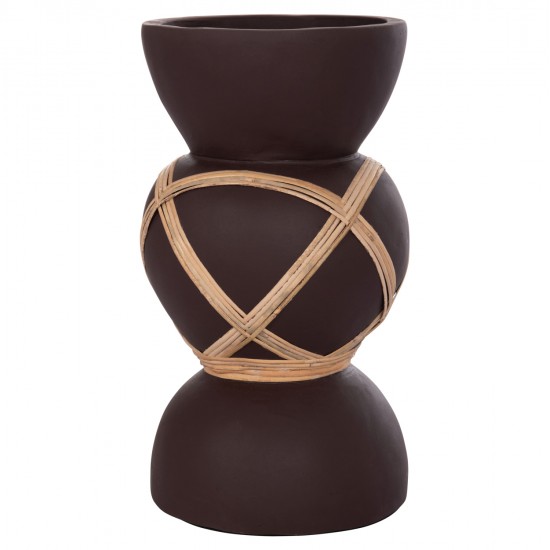 ΔΙΑΚΟΣΜΗΤΙΚΟ ΒΑΖΟ ΔΑΠΕΔΟΥ MAYNARD HM4672.07S TERRACOTTA ΣΟΚΟΛΑΤΙ-RATTAN Φ27.5x50Υεκ