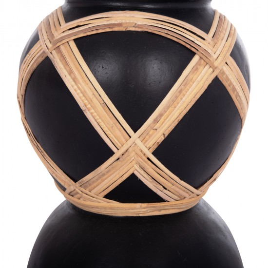 ΔΙΑΚΟΣΜΗΤΙΚΟ ΒΑΖΟ ΔΑΠΕΔΟΥ MAYNARD HM4672.01L TERRACOTTA ΜΑΥΡΟ-RATTAN Φ32x62.5Υεκ