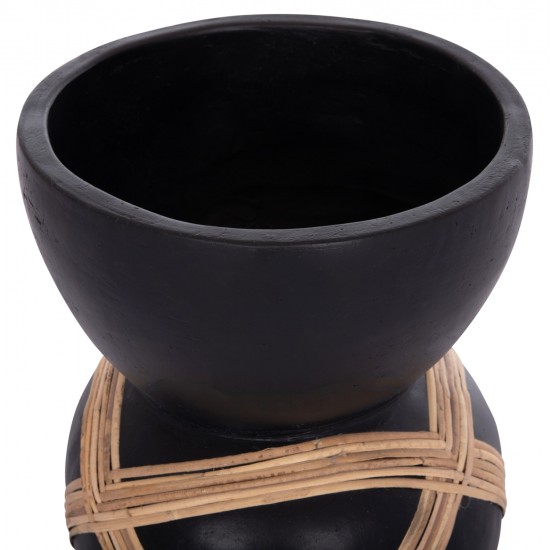 ΔΙΑΚΟΣΜΗΤΙΚΟ ΒΑΖΟ ΔΑΠΕΔΟΥ MAYNARD HM4672.01L TERRACOTTA ΜΑΥΡΟ-RATTAN Φ32x62.5Υεκ
