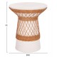 ΒΟΗΘΗΤΙΚΟ ΤΡΑΠΕΖΙ ΣΤΡΟΓΓΥΛΟ DELIA HM18167.02 FIBER CEMENT ΛΕΥΚΟ & RATTAN Φ40x45Υεκ