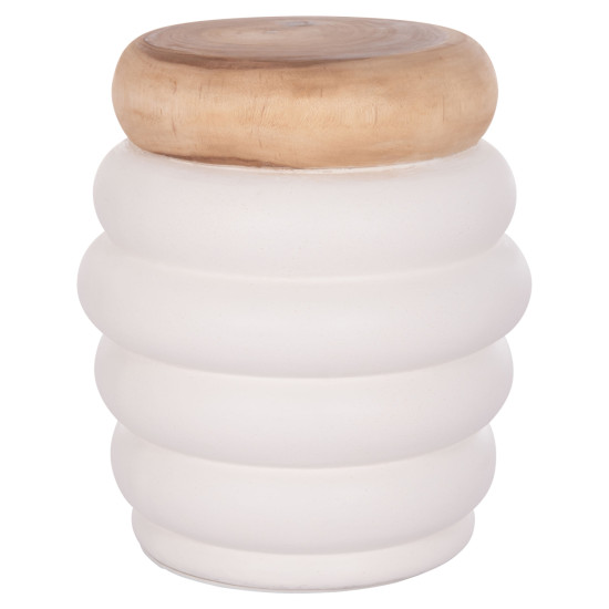 ΣΚΑΜΠΟ PUFFAT HM18172.02 FIBER CEMENT ΛΕΥΚΟ- ΞΥΛΟ TEAK TOP Φ45x46Υεκ.