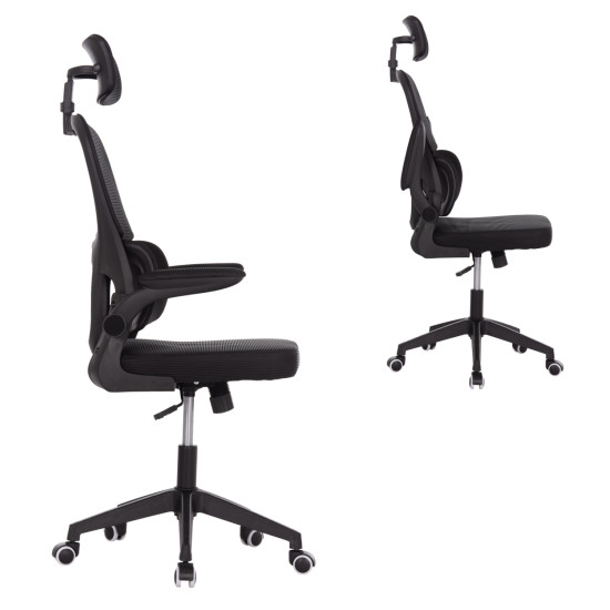 ΚΑΡΕΚΛΑ ΓΡΑΦΕΙΟΥ BASTON HM18236.01 ΜΑΥΡΟ MESH & PP ΣΚΕΛΕΤΟΣ 64x60x117-127Υεκ.