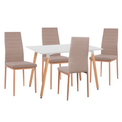 ΣΕΤ ΤΡΑΠΕΖΑΡΙΑΣ 5ΤΜΧ MINIMAL HM11767 ΛΕΥΚΟ MDF-ΜΠΕΖ ΥΦΑΣΜΑ