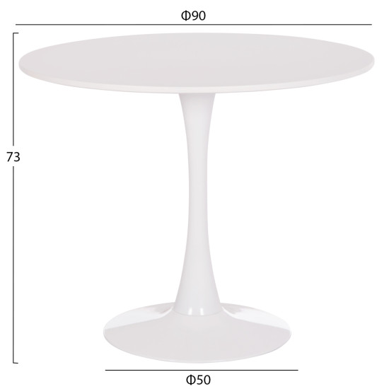 ΤΡΑΠΕΖΙ ΣΤΡΟΓΓΥΛΟ BROLIN HM18141.01 MDF TOP-ΒΑΣΗ ΜΕΤΑΛΛΙΚΗ--ΛΕΥΚΟ Φ90x73Υεκ