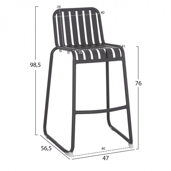 ΣΚΑΜΠΟ ΜΠΑΡ ΑΛΟΥΜΙΝΙΟΥ RACHEL HM6341.01 ΓΚΡΙ 47x56,5x98,5Υεκ.