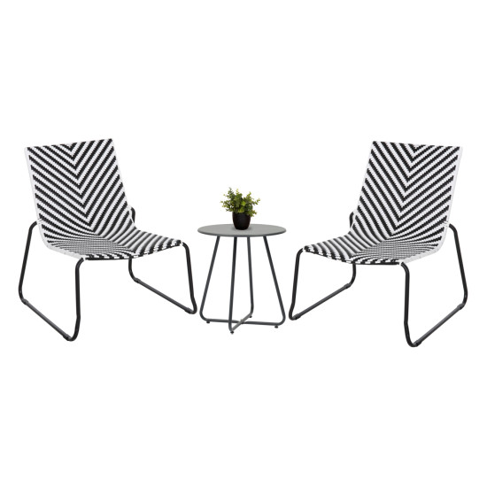 ΣΕΤ LOUNGE 3TMX ΕΞ.ΧΩΡΟΥ PONY HM21193 ΜΕΤΑΛΛΟ ΣΕ ΓΚΡΙ--ΣΥΝΘ.RATTAN ΣΕ ΛΕΥΚΟ-ΜΑΥΡΟ
