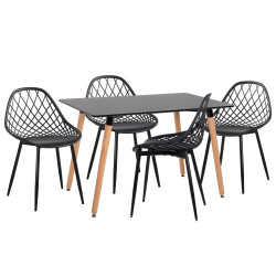 ΣΕΤ ΤΡΑΠΕΖΑΡΙΑΣ 5ΤΜΧ LIO HM21175 MDF TOP & ΠΟΛΥΠΡΟΠΥΛΕΝΙΟ ΣΕ ΜΑΥΡΟ