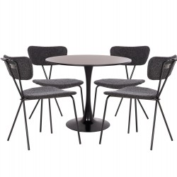 ΣΕΤ ΤΡΑΠΕΖΑΡΙΑΣ 5ΤΜΧ BROLIN HM21200 MDF TOP & ΜΕΤΑΛΛΟ ΜΑΥΡΟ-ΣΚΟΥΡΟ ΓΚΡΙ ΥΦΑΣΜΑ