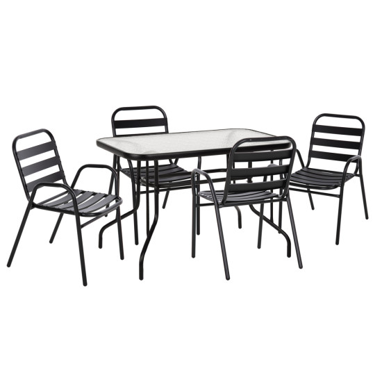 ΣΕΤ ΤΡΑΠΕΖΑΡΙΑΣ 5ΤΜΧ ADAM HM21219.01 ΚΑΡΕΚΛΕΣ ΜΕΤΑΛΛΙΚΕΣ & ΤΡΑΠΕΖΙ 110x60 ΜΑΥΡΟ