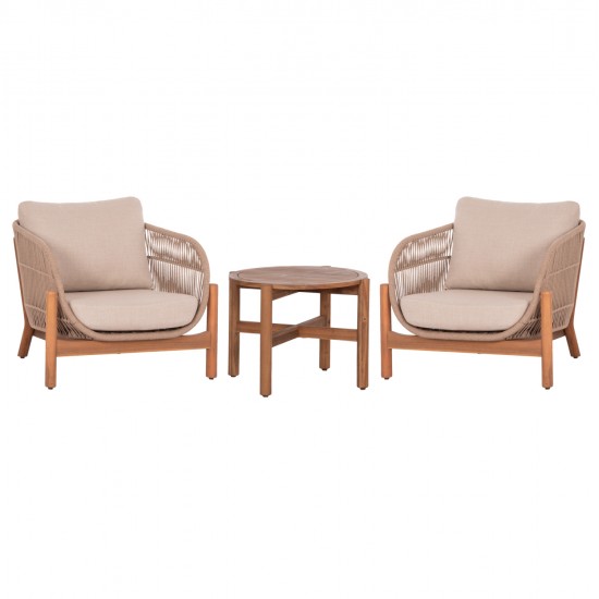 LOUNGE ΣΕΤ SANJI HM21214 ΤΡΑΠΕΖΙ & 2 ΠΟΛΥΘΡΟΝΕΣ--ΞΥΛΟ ΑΚΑΚΙΑΣ-ΑΛΟΥΜΙΝΙΟ-ΣΧΟΙΝΙ