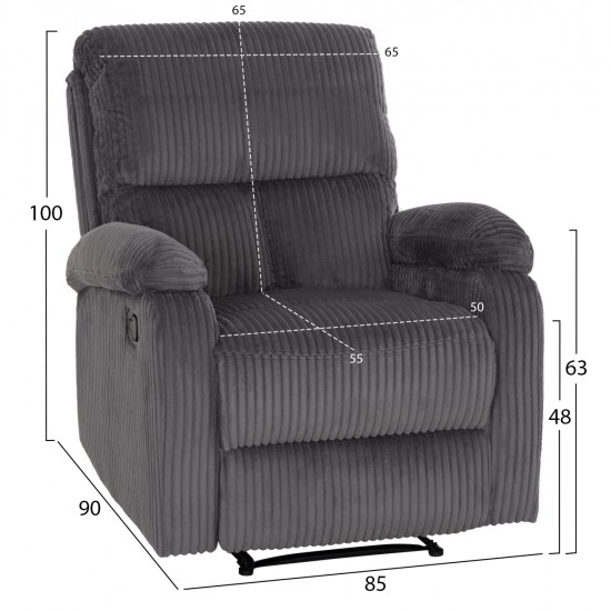 ΠΟΛΥΘΡΟΝΑ RELAX DIONI HM3296.11 ΓΚΡΙ ΡΙΓΕ ΥΦΑΣΜΑ 85x90x100Υεκ.