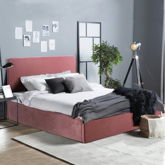 ΚΡΕΒΑΤΙ ΔΙΠΛΟ & ΣΤΡΩΜΑ ALLIE HM21273.02 ΣΑΠΙΟ ΜΗΛΟ ΒΕΛΟΥΔΟ ΜΕ ΑΠΟΘ.ΧΩΡΟ--ΓΙΑ 160x200εκ