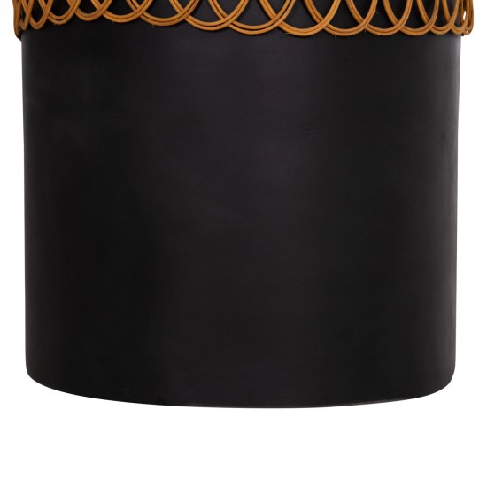 ΒΟΗΘΗΤΙΚΟ ΤΡΑΠΕΖΙ PRILEP HM18159.01 FIBER CEMENT ΜΑΥΡΟ & RATTAN--Φ60x76,5Υεκ