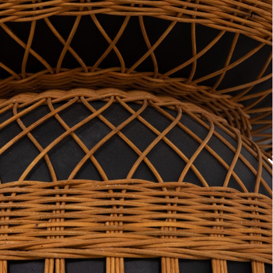 ΒΟΗΘΗΤΙΚΟ ΤΡΑΠΕΖΙ PRILEP HM18159.01 FIBER CEMENT ΜΑΥΡΟ & RATTAN--Φ60x76,5Υεκ