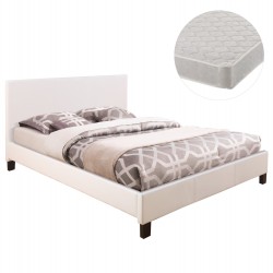 ΚΡΕΒΑΤΙ ΜΕ ΣΤΡΩΜΑ BECCA HM21283.01 ΛΕΥΚΟ PU--ΓΙΑ 150x200εκ