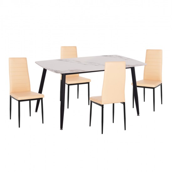ΣΕΤ ΤΡΑΠΕΖΑΡΙΑΣ 5ΤΜΧ RAVEN HM21266.02 ΚΕΡΑΜΙΚΟ TOP CALACATTA--ΚΡΕΜ PU