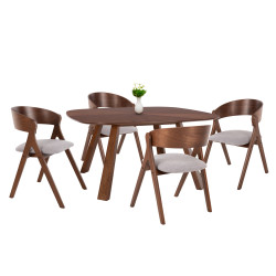 ΣΕΤ ΤΡΑΠΕΖΑΡΙΑΣ 5ΤΜΧ NEKKER HM21340.01 ΤΡΑΠΕΖΙ ΑΠΟ MDF--ΚΑΡΕΚΛΕΣ ΑΠΟ RUBBERWOOD