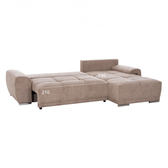 ΚΑΝΑΠΕΣ ΚΡΕΒΑΤΙ ΔΕΞΙΑ ΓΩΝΙΑ COMFYRA HM3336.03R ΜΠΕΖ ΥΦΑΣΜΑ 270x181x75Υεκ