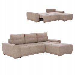 ΚΑΝΑΠΕΣ ΚΡΕΒΑΤΙ ΔΕΞΙΑ ΓΩΝΙΑ COMFYRA HM3336.03R ΜΠΕΖ ΥΦΑΣΜΑ 270x181x75Υεκ