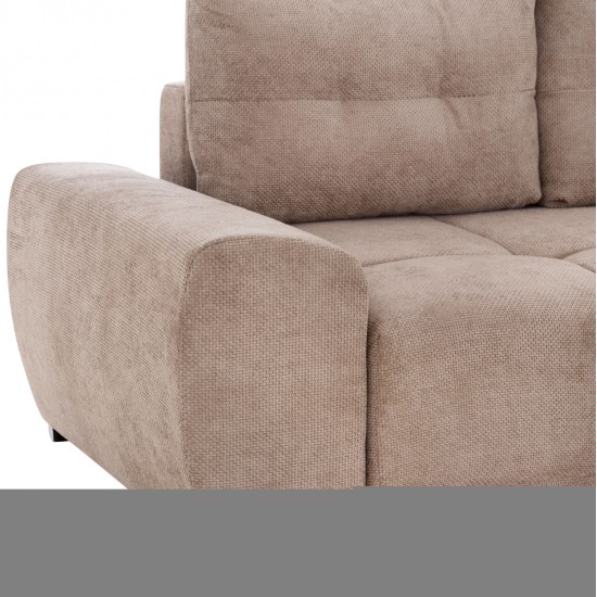 ΚΑΝΑΠΕΣ ΚΡΕΒΑΤΙ ΔΕΞΙΑ ΓΩΝΙΑ COMFYRA HM3336.03R ΜΠΕΖ ΥΦΑΣΜΑ 270x181x75Υεκ