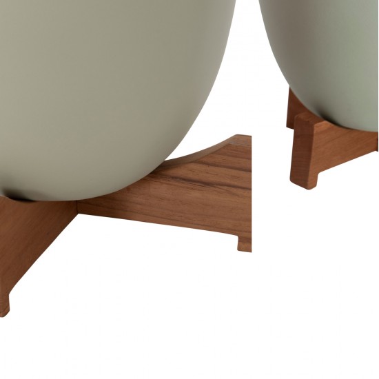 ΓΛΑΣΤΡΕΣ ΣΕΤ 2ΤΜΧ SEON HM4686.09 TERRACOTTA ΣΕ ΛΕΥΚΟ & ΠΡΑΣΙΝΟ--TEAK ΒΑΣΗ