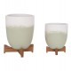 ΓΛΑΣΤΡΕΣ ΣΕΤ 2ΤΜΧ SEON HM4686.09 TERRACOTTA ΣΕ ΛΕΥΚΟ & ΠΡΑΣΙΝΟ--TEAK ΒΑΣΗ