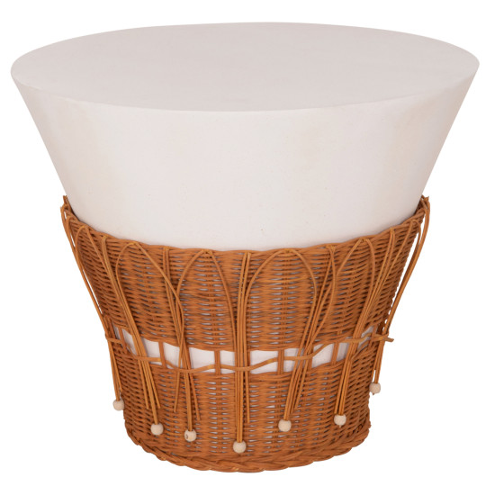 ΤΡΑΠΕΖΙ ΣΑΛΟΝΙΟΥ PERRAL HM18164.02L FIBER CEMENT ΛΕΥΚΟ-ΦΥΣΙΚΟ RATTAN--Φ55x45Υεκ