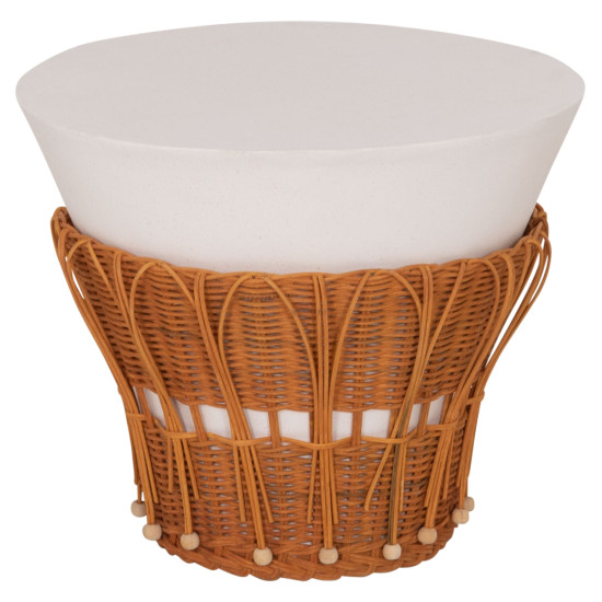 ΤΡΑΠΕΖΙ ΒΟΗΘΗΤΙΚΟ PERRAL HM18164.02S FIBER CEMENT ΛΕΥΚΟ-ΦΥΣΙΚΟ RATTAN--Φ42x36Υεκ