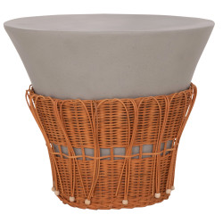 ΤΡΑΠΕΖΙ ΣΑΛΟΝΙΟΥ PERRAL HM18164.03L FIBER CEMENT ΓΚΡΙ-ΦΥΣΙΚΟ RATTAN--Φ55x45Υεκ