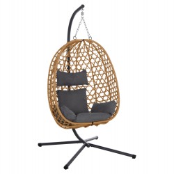 ΚΡΕΜΑΣΤΗ ΦΩΛΙΑ NESTA HM6468.05 ΜΑΥΡΟ ΜΕΤΑΛΛΟ--ΚΑΦΕ P.E.RATTAN 100x100x190Υεκ.