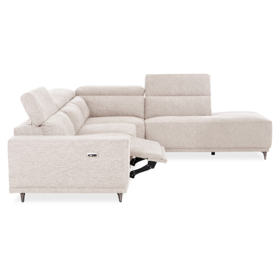 ΚΑΝΑΠΕΣ ΔΕΞΙΑ ΓΩΝΙΑ 5Θ ΜΕ RECLINE LUNARIS HM3316.02R ΕΚΡΟΥ ΥΦΑΣΜΑ 307x267x94Yεκ