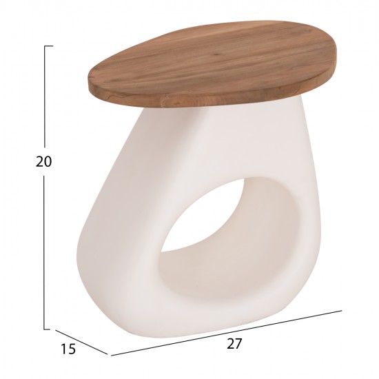 ΒΟΗΘΗΤΙΚΟ ΤΡΑΠΕΖΙ AIDA HM4692.02 FIBER CEMENT ΛΕΥΚΟ--ΞΥΛΟ TEAK TOP 47x60x59Υεκ