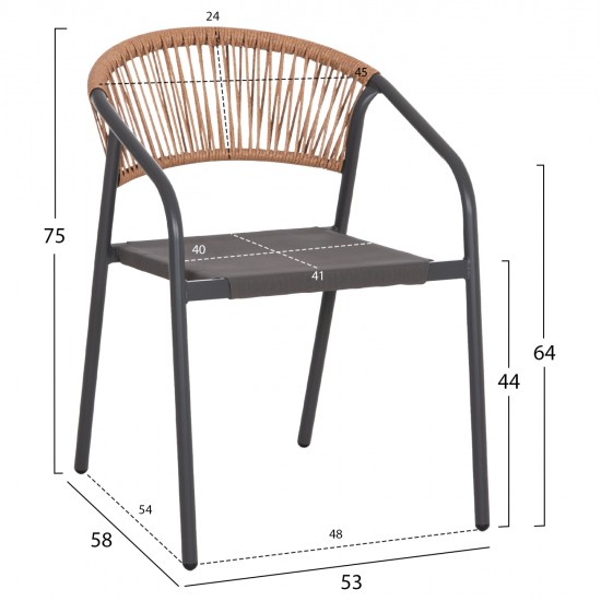 ΣΕΤ ΤΡΑΠΕΖΑΡΙΑΣ 5ΤΜΧ ADAM HM10727.01 ΚΑΡΕΚΛΕΣ ΜΕΤΑΛΛΙΚΕΣ & ΤΡΑΠΕΖΙ 110x60εκ ΓΚΡΙ