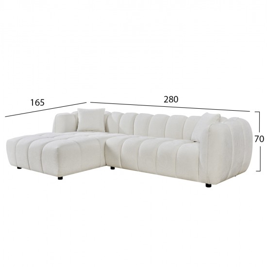 ΚΑΝΑΠΕΣ ΓΩΝΙΑ (ΑΡΙΣΤΕΡΗ) LYKKE HM3326.02L ΕΚΡΟΥ ΥΦΑΣΜΑ 280x89-165(η γωνία)x70Υεκ