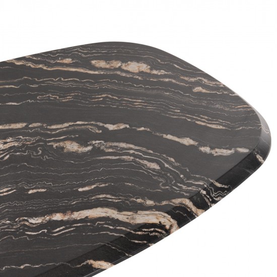 ΤΡΑΠΕΖΙ ΟΒΑΛ RODDEN HM11903.02 ΜΕ WERZALIT BLACK/GOLD MARBLE-ΜΑΥΡΗ ΒΑΣΗ 146x94x75Υεκ