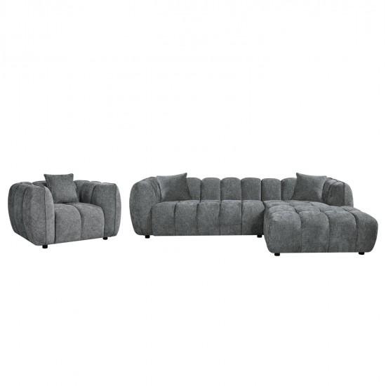 ΣΕΤ ΚΑΝΑΠΕΣ ΓΩΝΙΑ (ΔΕΞΙΑ)-ΠΟΛΥΘΡΟΝΑ LOUNGE LYKKE HM10820.01R ΓΚΡΙ ΥΦΑΣΜΑ