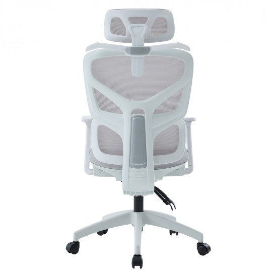 ΚΑΡΕΚΛΑ ΓΡΑΦΕΙΟΥ APEX HM1227.02 ΛΕΥΚΟ PP--ΑΝΟΙΧΤΟ ΓΚΡΙ MESH 70x66x113-130Υεκ