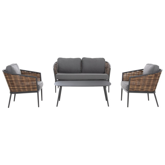 ΣΕΤ ΣΑΛΟΝΙ 4ΤΜΧ CASSIAN HM6552.01 ΑΛΟΥΜΙΝΙΟ & ΜΑΞΙΛΑΡΙΑ ΓΚΡΙ-ΜΠΕΖ P.E.RATTAN