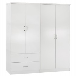 ΝΤΟΥΛΑΠΑ 4-ΦΥΛΛΗ ΜΕ 2 ΣΥΡΤΑΡΙΑ JENNA HM11351.05 ΜΕΛΑΜΙΝΗ ΣΕ ΛΕΥΚΟ 160x43x181Υ