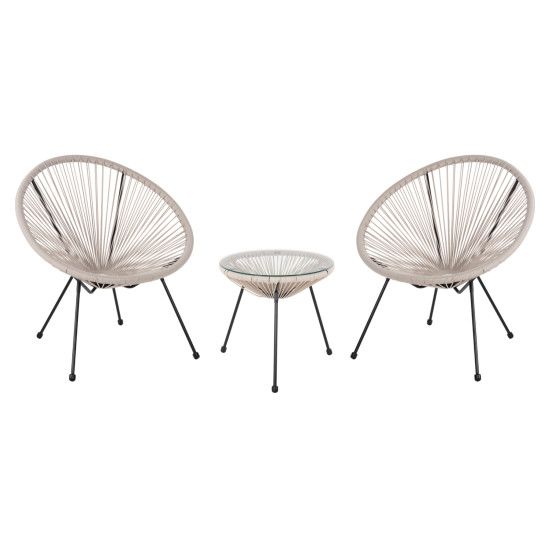 ΣΕΤ ΕΞΩΤΕΡΙΚΟΥ ΧΩΡΟΥ 3ΤΜΧ ACAPULCO HM11861.03 P.E.RATTAN ΕΚΡΟΥ-ΜΕΤΑΛΛΟ ΣΕ ΜΑΥΡΟ