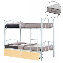 ΚΟΥΚΕΤΑ ΜΕ 2 ΣΥΡΤΑΡΙΑ SONAMA & ΣΤΡΩΜΑΤΑ 90X190εκ FLOOR HM10749.02 ΜΕΤΑΛΛΟ ΛΕΥΚΟ