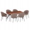 ΣΕΤ ΤΡΑΠΕΖΑΡΙΑΣ 7ΤΜΧ DRENNY HM10936.03 MDF TOP ΚΑΡΥΔΙ--ΥΦΑΣΜΑ TAUPE & ΜΕΤΑΛΛΟ ΜΑΥΡΟ