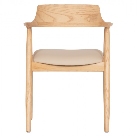 ΠΟΛΥΘΡΟΝΑ ΤΡΑΠΕΖΑΡΙΑΣ TARGA HM18336.11 RUBBERWOOD ΦΥΣΙΚΟ & PU ΕΚΡΟΥ 58x54x78Yεκ